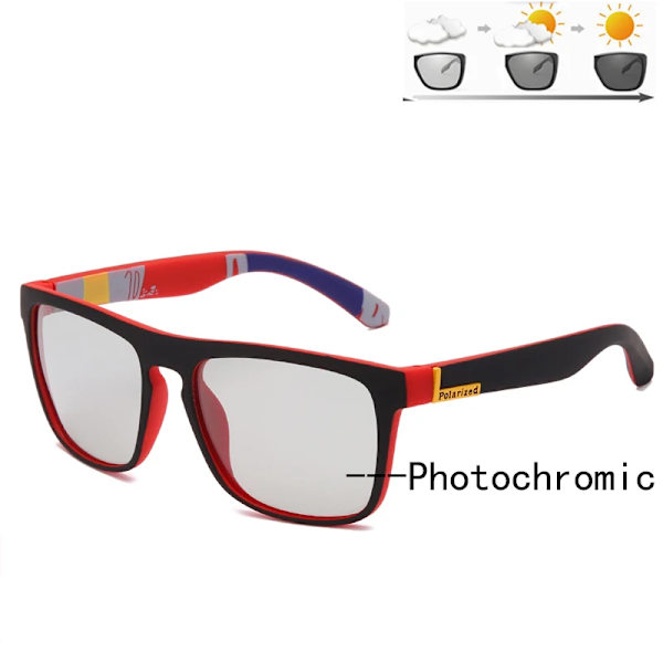Nya polariserade fotokromatiska solglasögon Märkesdesign Män Körning Byt färg Solglasögon Night Vision Anti-reflex körglasögon red Photochromic