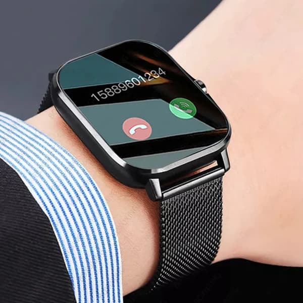 Nyt Bluetooth Opkald Smartwatch Mænd 1.69 \" Mesh belt pink