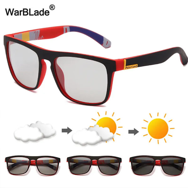 Nya polariserade fotokromatiska solglasögon Märkesdesign Män Körning Byt färg Solglasögon Night Vision Anti-reflex körglasögon red Photochromic