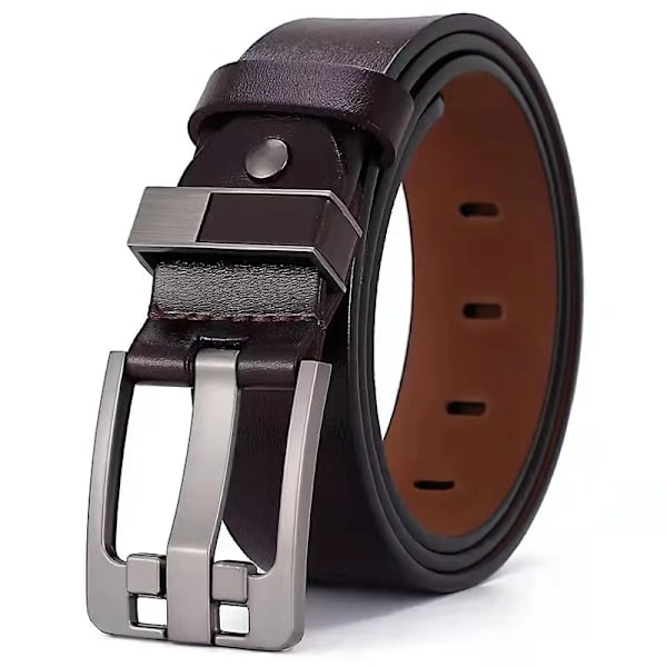 Män högkvalitativt bälte i äkta läder Lyxiga designerbälten för män Modeband för män manliga jeans för man Cowboy P309-Brown 110cm