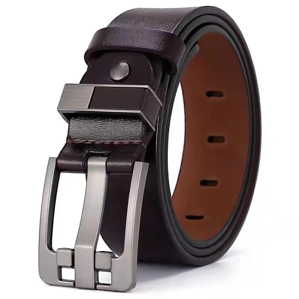 Män högkvalitativt bälte i äkta läder Lyxiga designerbälten för män Modeband för män manliga jeans för man Cowboy P309-Brown 115CM