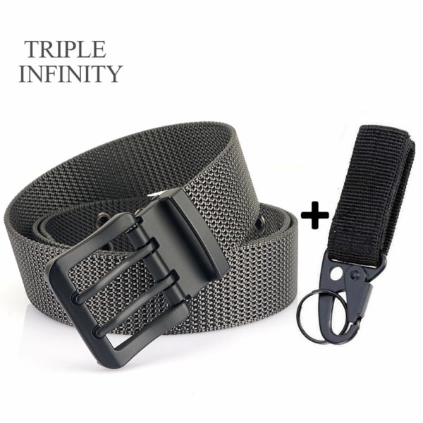 Metall dubbelstift Spänne bälten Andas nylon taktiskt bälte Slitstarkt långt militärbälte för män Quick Dry Jeans Midjeband Vandring Gray Belt Set B 120cm Adjustable