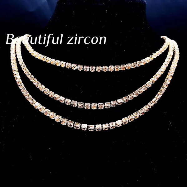 Mode 1 rad strass hiphop för män Halsband rapsångare Halsband ice tennis chain halsband glänsande Kristall dam halsband Gold 18 inch