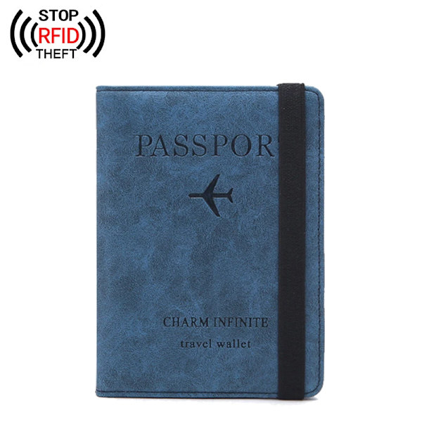 Anti-Lost Passport Cover Anpassat namn Telefon E-post Ins Reseplånbok Passhållare Män Bankkort Case Kvinnor Kredit ID Gåva WS1643-Blue