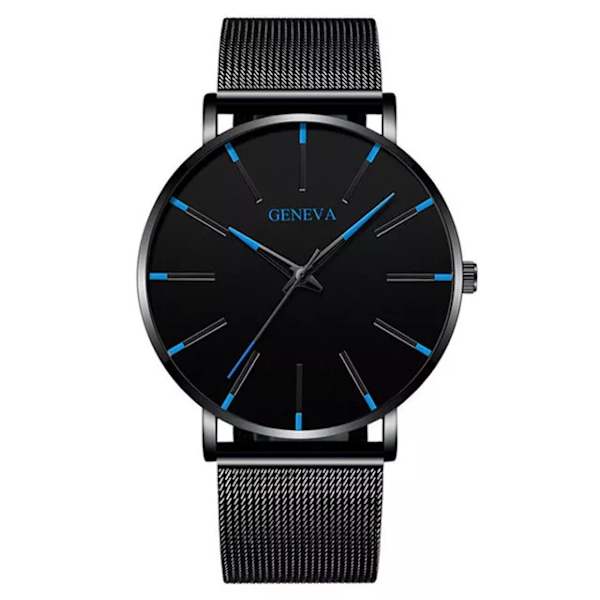 Rostfritt stål Mesh bälte Watch för män Minimalistisk ultratunn klocka Mode mäns watch relogio masculino Mesh Black Blue