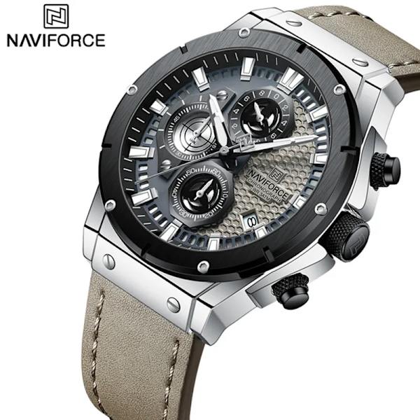 Toppmärke NAVIFORCE Herrklockor Vattentät Lyx Sport Lysande händer Herrarmbandsur Chronograph Relogio Masculino 2023 SBEBE-BOX-T