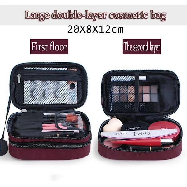 Case Snygg vattentät kosmetisk väska Organizer Case Toalettpaket för mini case toalettpåse Wine red L