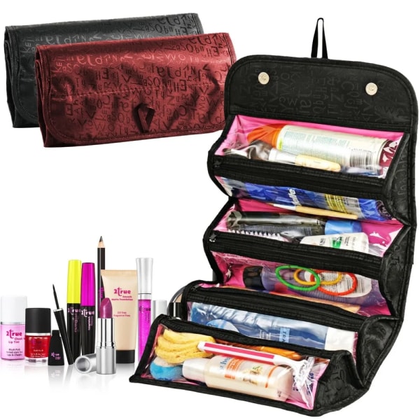 ROLL-N-GO Cosmetics Organizer Sminkväska Hängande toalettartiklar Fickor Fack Resesats Roll-N-Go Smyckesväskor Bk