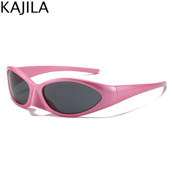 Rektangel Sportsolglasögon Dam Män Retro Punk Trendiga 2000-talssolglasögon för damer Cykelglasögon Y2K utomhusglasögonskydd Pink Black With a screwdriver