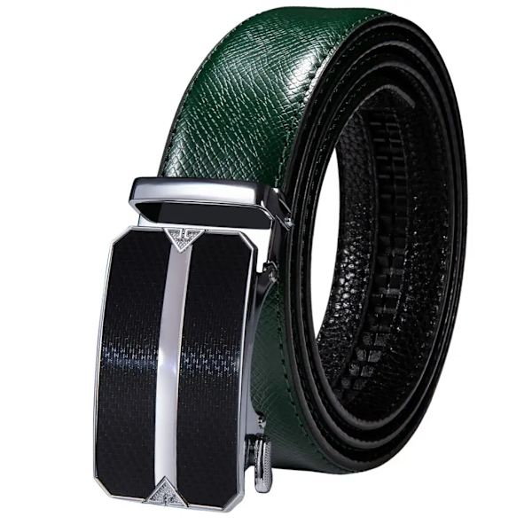 Högkvalitativt grönt äkta läder Herrbälten Lot Styles Automatiska spännen för klänning Jeans Kostym Herr Midjeband Bälte Bröllopspresent 2118DMI 110cm