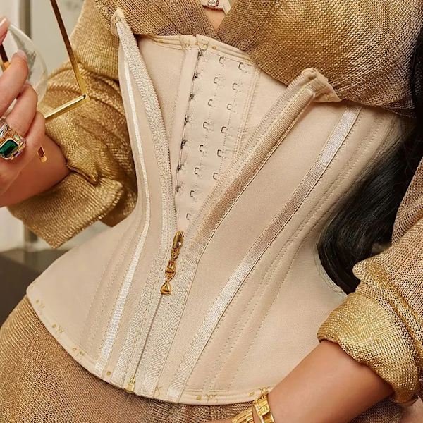 Fajas Colombianas gördlar dubbla kompressions waist trainer med dragkedja Body Shapers Platt mage Shapewear Korsett Postpartum-bälte A rubber latex S