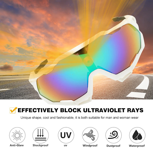 2022 Herr Dam Sport Landvägscykel Solglasögon UV400 Cykelglasögon utan båg 2021 MTB Löpning Fiske Glasögon Cykelglasögon för män White