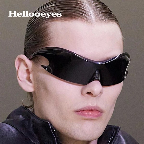 Lyxmärke Sport Punk Y2K Solglasögon Kvinnor Män Unika Goggle One Piece Solglasögon för män Silver Hip Hop nyanser UV400 C8 Silver
