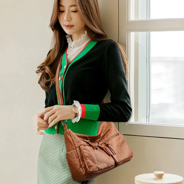 Högkvalitativa lyxiga handväskor i läder Damväskor Designer Crossbody-väskor för kvinnor Nya Bolsa Feminina Sac A Main Style2-Brown