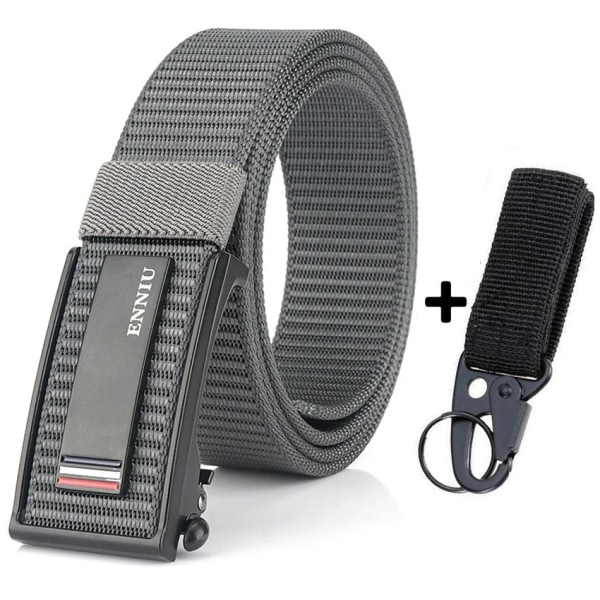 Nytt mode herrbälte Toppkvalitet Bekväma nylon för män Metall Automatiskt spänne Ung Canvas Taktisk designerbälte Dark Gray Belt A Set 120cm Adjustable