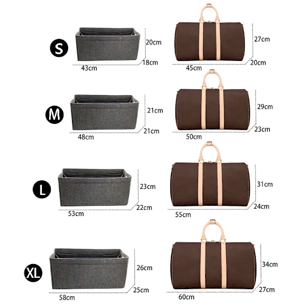 TINBERON Insert Organizer Stor kapacitet Resväska Specialliner Väska Filttyg Sida Pull Typ fodrad väska Sminkväska Apricot M