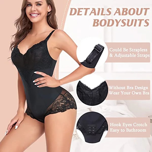 Helkroppsformare för kvinnor Waist trainer Butt Lifter Korrigerande underkläder Body Slida Magkontroll Trosor Korsett Shapewear black bodysuit M