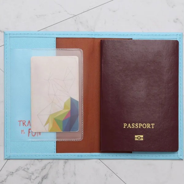 Ny ankomst Världskarta Pass Cover till passplånboken Kvinna Man Passhållare Skyddande Pochette Pass Skydds A-blue