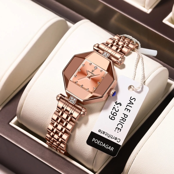 POEDAGAR Watch Mode Lyx Rostfri Bets Vattentät Kvarts Klockor Schweiziskt Toppmärke Rose Gold Dam Armbandsur Present Rose Gold