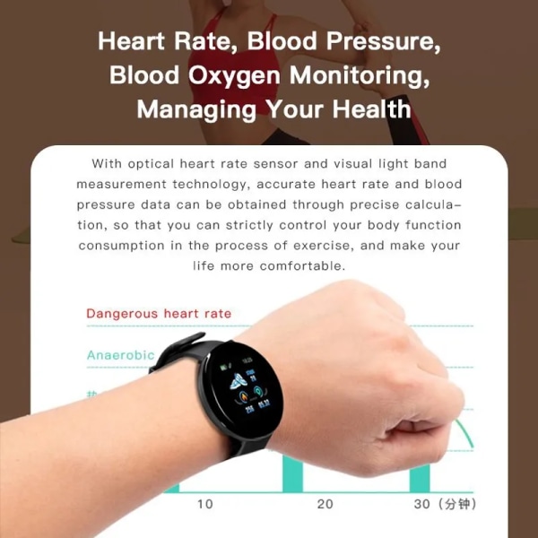 Digital Watch herrklockor Blodtryck Rund Smart watch Dam Smart Armband Vattentät Sport Tracker För Android IOS Red