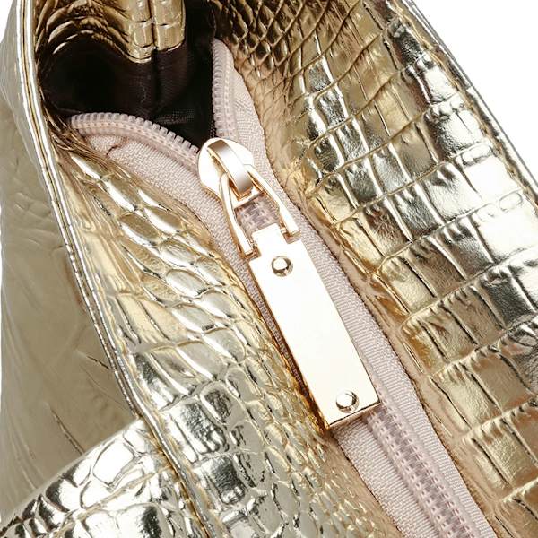 Märke Mode Casual Kvinnor Axelväskor Silver Guld Svart Krokodil Handväska PU Läder Kvinnlig Stor tygväska Dam Handväskor Sac Black (30cmMax Length50cm)