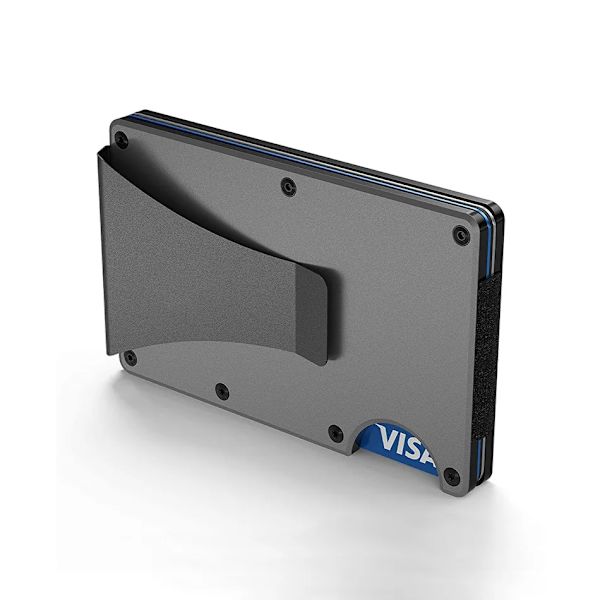 Slimma plånböcker för män Smart Minimalistisk Tunn Plånbok Hane Metall Kolfiber Aluminium RFID Lyx Designer Korthållare 2022 Handväska black clip