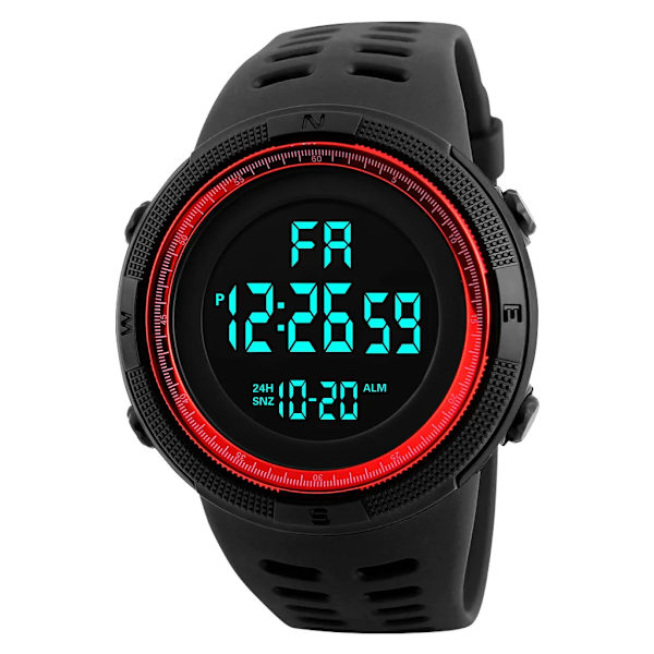 Lyx Trend Big Dial Led Digital Watch Military Army Analog Man Sport Handklocka Vattentät Student Svart Armbandsur Red