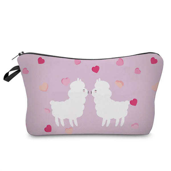 Sminkväska Värmeöverföring Härlig kosmetisk väska med print Liten toalettväska för damer och flickor Presenter Högkvalitativt case 307-15 Alpaca Bag