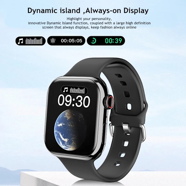 Watch 9 Smart Watch Herr Kroppstemperatur BT Call NFC Always on Display Fitness Women Series 8 Smartwatch för Apple Android Silver