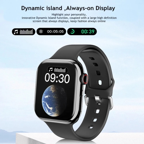 Watch 9 Smart Watch Herr Kroppstemperatur BT Call NFC Always on Display Fitness Women Series 8 Smartwatch för Apple Android Silver Mesh belt