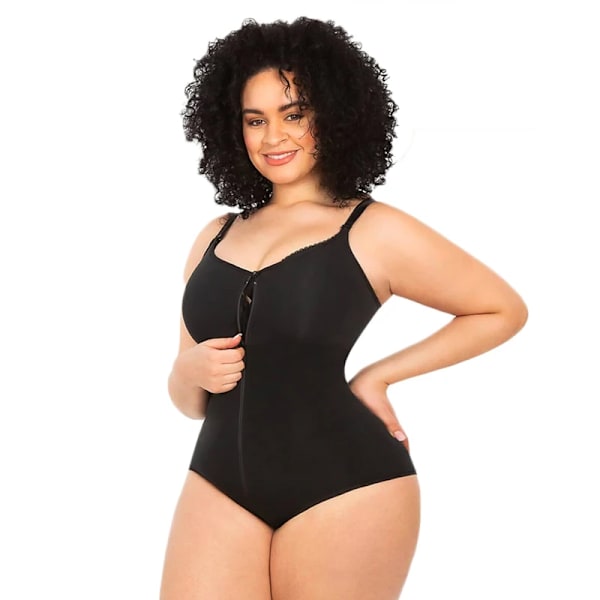 Hiphugger Body Shaper med BH | Butt Lifter Mage Control Passform Everyday Front Zip Sculpting Shapewear Trosa Black M