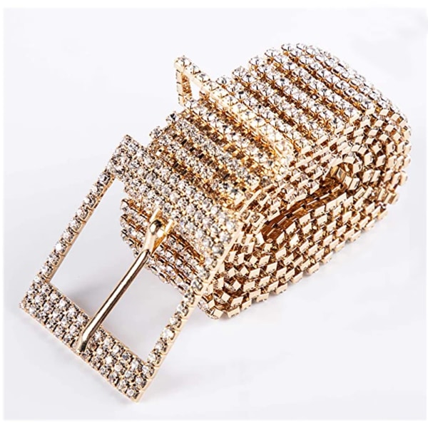 Damdiamant midjebälte med glänsande rhinestone Crystal Silver & Gold Sexigt tillbehör Belt C Gold 105CM