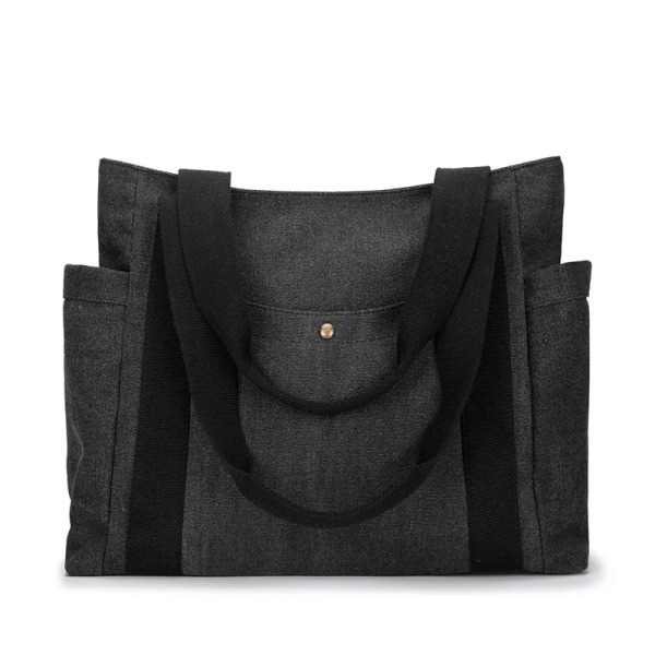 A4 Stor kvinnlig tygväska Canvas Tyg Axelväska Dam Stor Casual Canvas Bag Handväskor för kvinnor Skola Tonåring Damer Dark Gray