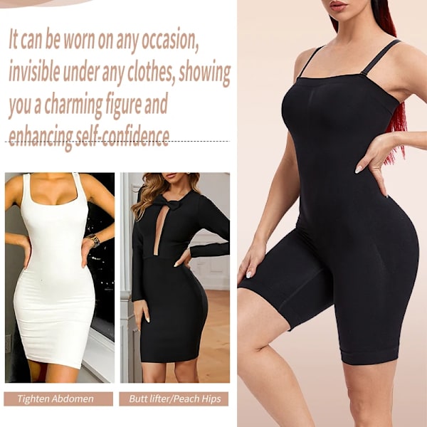 Kvinnor Body Shapewear Helkroppsformare Magkontroll Bantning Slida Butt Lifter Push Up Lår Smalare Magformare Korsett Black M