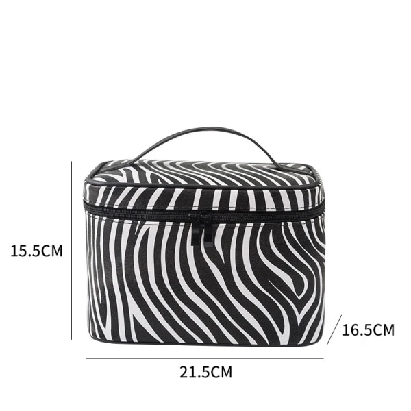FUDEAM Läder Zebra Bärbar Kvinnor Kosmetikaväska Multifunktions resor Toalettartiklar Förvaring Organisera Handväska Vattentät case Type 6