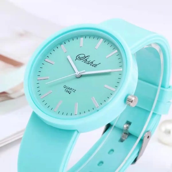 2021 Nytt enkelt silikonmärke WOKAI Casual Quartz Watch Dam Kristall Silikon Klockor Relogio Feminino Watch Blue