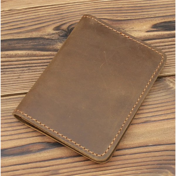 Vintage Herr Kreditkortsplånbok i äkta läder Små ID-kortshållare Plånböcker Case Miniväska i äkta läder för män light brown