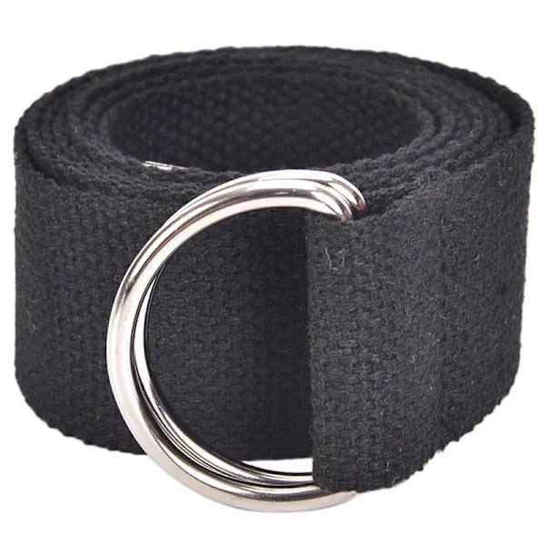 Mode Casual Unisex Nylon Canvas Tyg Bältesrem D Ring Spänne Midjeband Enfärgad Lång tygklänning Stickad midjeband black