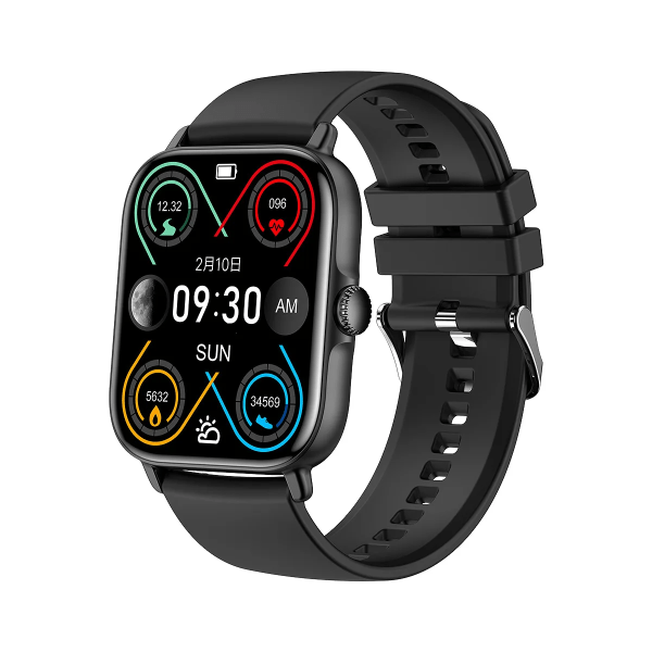 T12 Smart Watch 1.81 Färgskärm Bluetooth Call Voice Assistant Blodtryckspulsdetektering Sport Watch Black