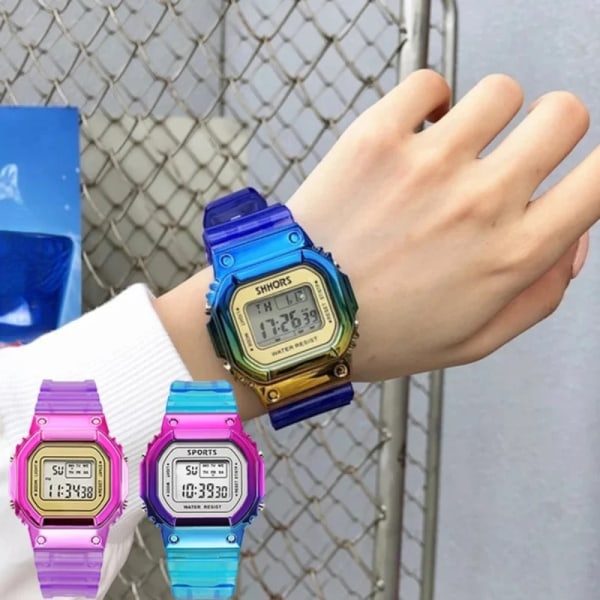 Herr Damklockor Guld Casual Digital Watch Lover's Gift Clock LED Lysande armbandsur Pojke Flickor Väckarklocka WHITE