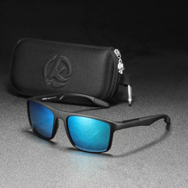 KDEAM Rectangular Ultra Light TR90 Solglasögon Män Polariserad TAC 1,1 mm Tjocklek Lins Solglasögon Kvinnor Sport Man KD101 C5 Black-Blue with packaging