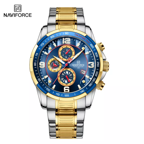 NAVIFORCE Temperament Herr Lyx Mode Design Guld Herr Klockor Multifunktion Luminous Quartz Armbandsur för män Relogio Masculino GBE