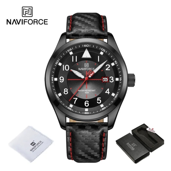 Toppmärke herrkvartsklockor NAVIFORCE Business Lysande vattentät klocka Läderarmband Armbandsur för män Relogio Masculino BR BOX