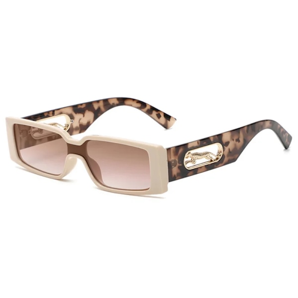 Rektangulära solglasögon Dammode Lyxmärke Designer Fyrkantiga solglasögon Män Klassiska Leopard Punk Glasögon Skärmar UV400 leopard beige show as picture