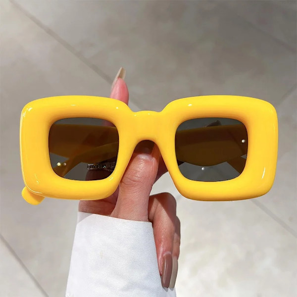 KAMMPT överdimensionerade fyrkantiga solglasögon Män Kvinnor Mode Uppblåsta bågar Solglasögon Trendig Ny design UV400 Goggle Solglasögon yellow as picture shows