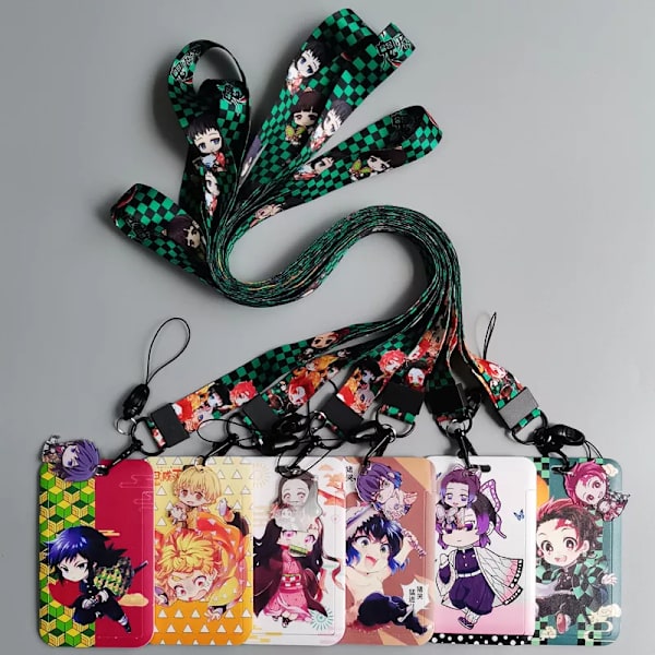 1 Set Demon Slayer Anime Kortfodral Kort Nyckel Lanyard Cosplay Badge ID-kort Hållare Halsband Nyckelringar Kamado Nezuko GMP-F