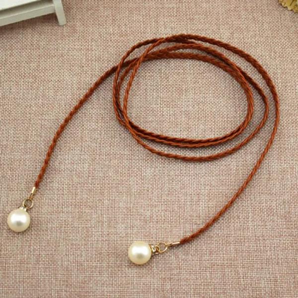2022 Mode Kvinnor Flickor Metall Midjebälte Elegant Pearl Body Bälte Kedja Imitation Pearl Beads Klänning Kedja Tunt bälte Midjeband a4 115CM