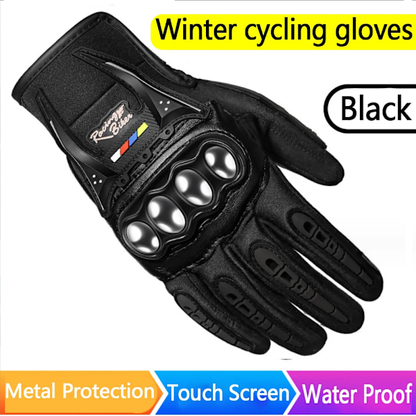 Motorcykelhandskar 100% Vattentäta Vindtäta Vinter Herr Touch Screen Andningsbara Motorcykel Racing Handskar black L