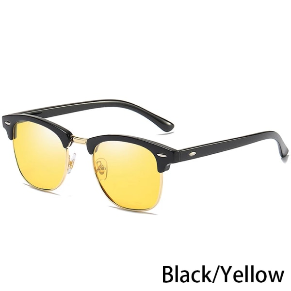 RUOBO Klassiska polariserade solglasögon för män Kvinnor Märkesdesign Körspegel Yta Lins Solglasögon Goggle UV400 Gafas De Sol Black-Yellow Silver Frame