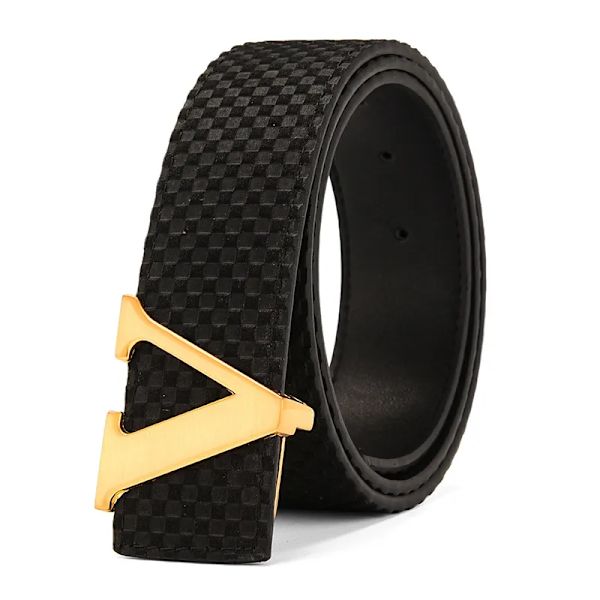 2022 Lyxdesigner Märke Pin Spänne V-bälte Herr Hög kvalitet Kvinnor Herr Klänningsrem i äkta läder för jeans Midjeband GOLD COFFEE 110cm